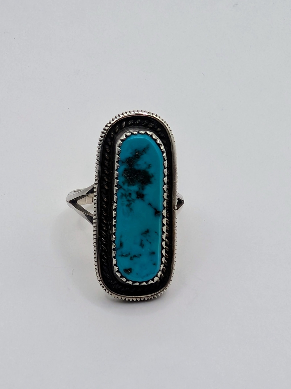 Southwestern Sterling Silver Turquoise Statement Ring – Size 7.5/8